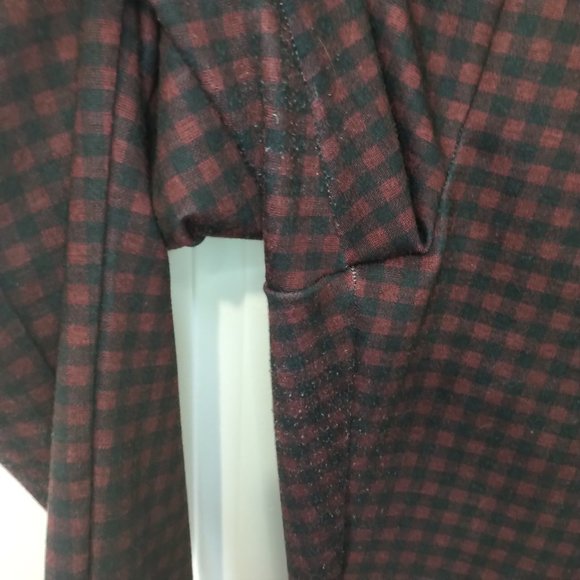 L - Maurices High Rise red plaid checkered slimming ponte legging elastic waist - Picture 5 of 6